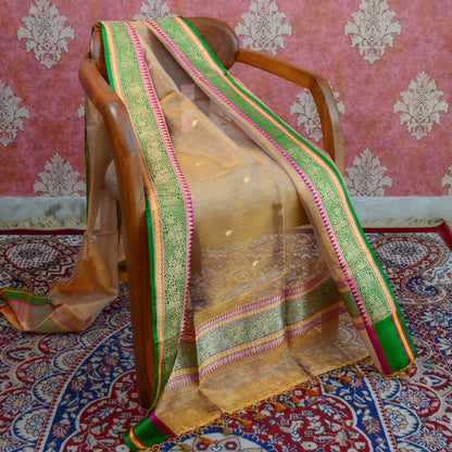 Golden kora tissue kadhwa dupatta