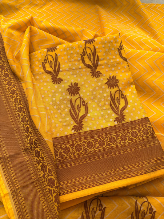 Mustard Resham weaving Chanderi suit set( cc-09)