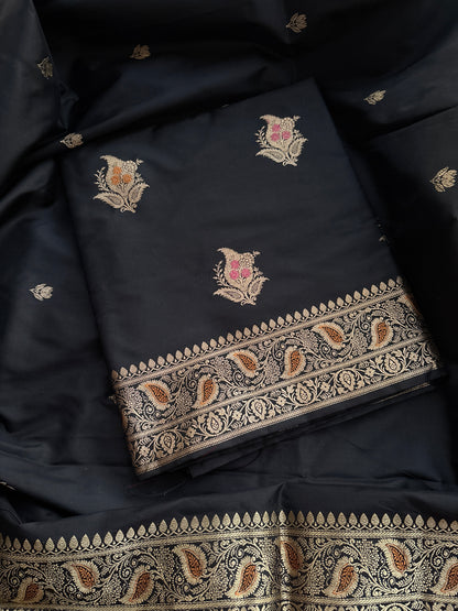 Black katan by katan silk kadhwa meenadar suit set