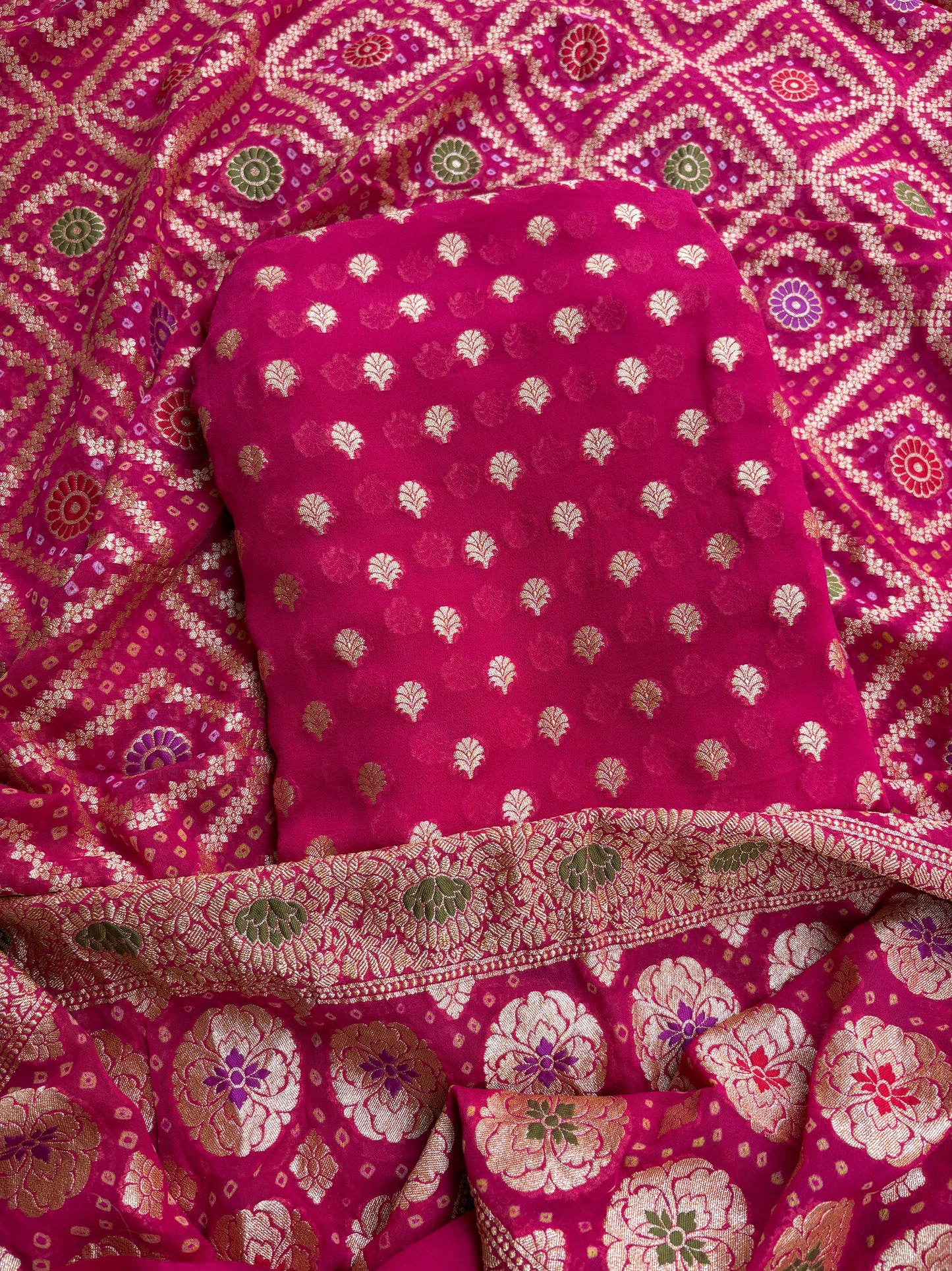 Pink Khaddi georgette 3 piece suit set