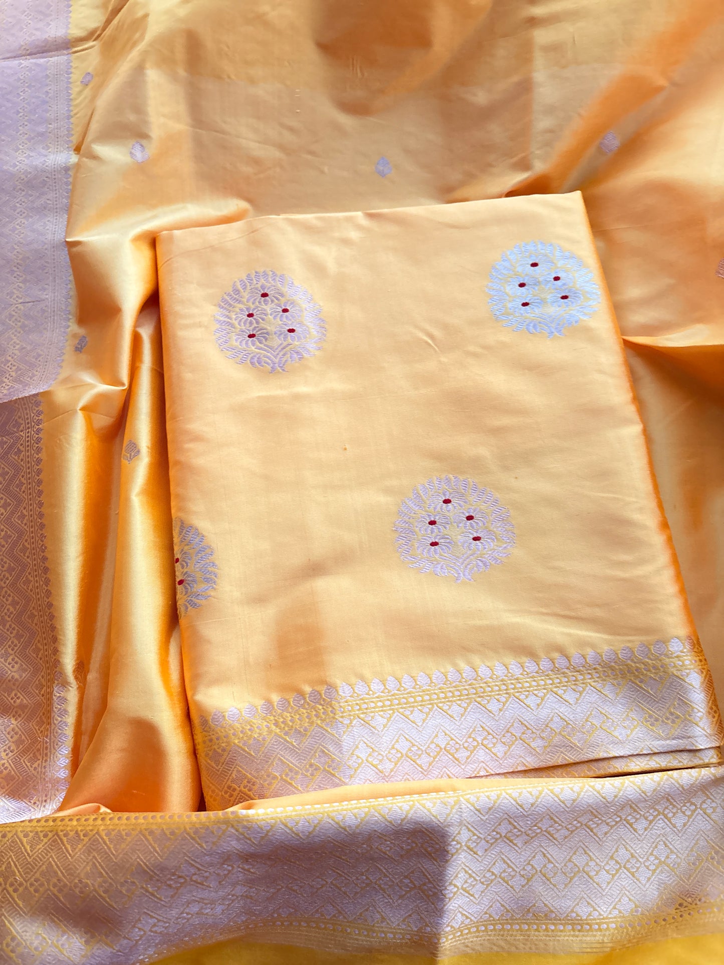 Yellow Katan by katan silk Kadhwa suit set