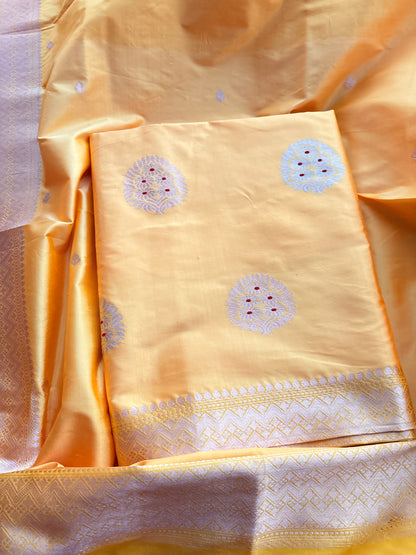 Yellow Katan by katan silk Kadhwa suit set