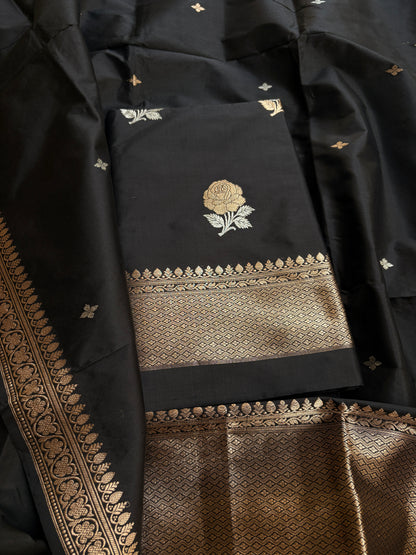Black katan by katan silk kadhwa suit set