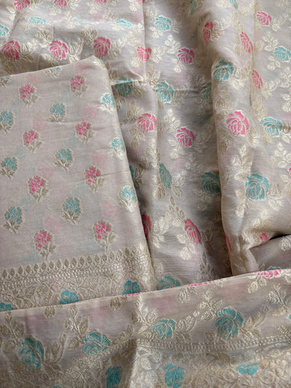 Cream moonga silk meenadar suit set
