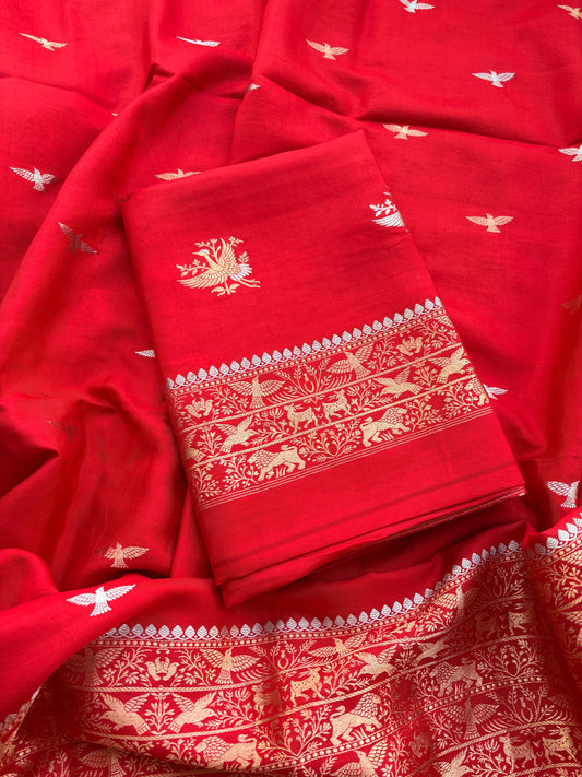 Red raw mango silk suit set