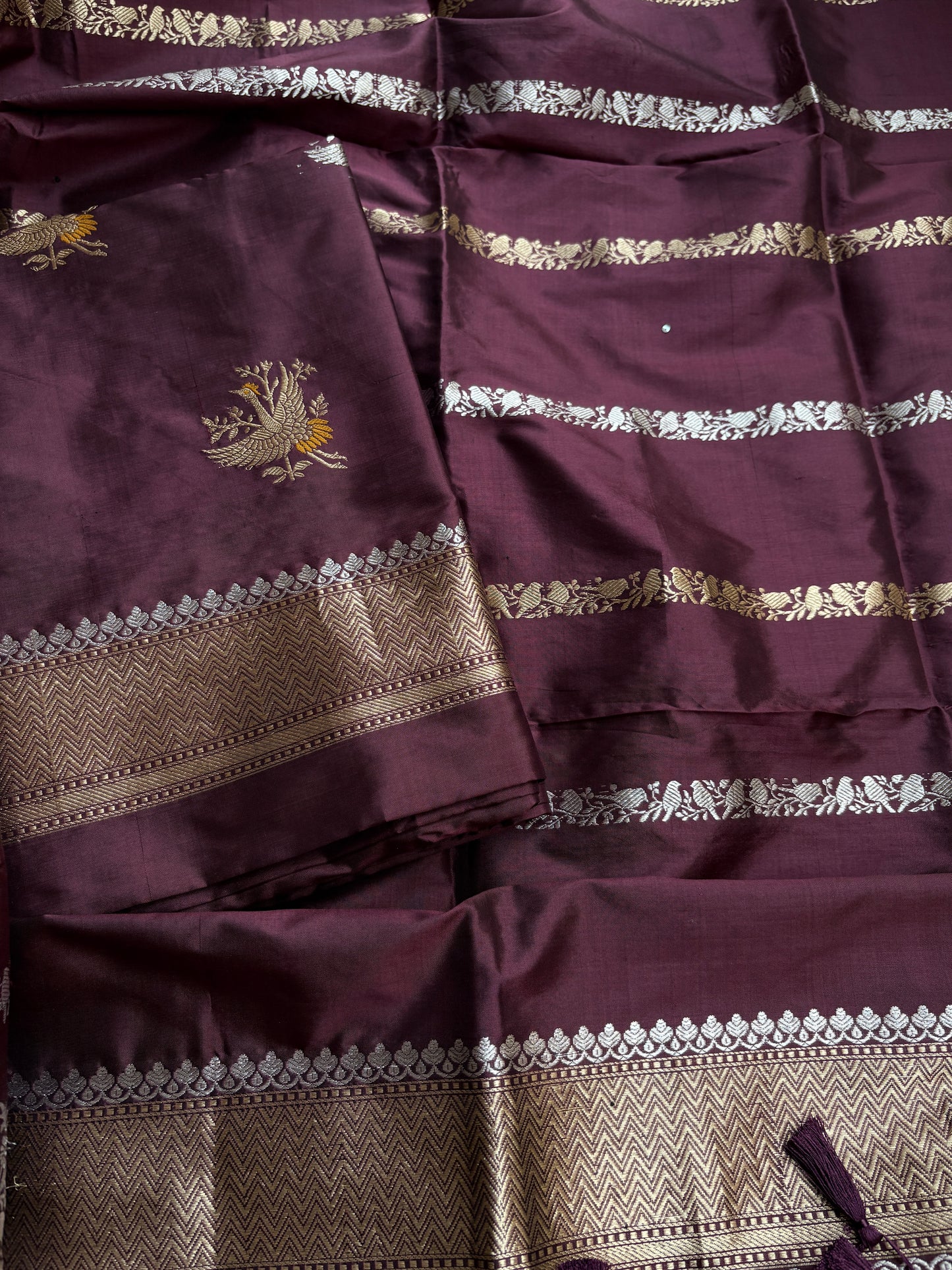 Coffee mango silk suit set