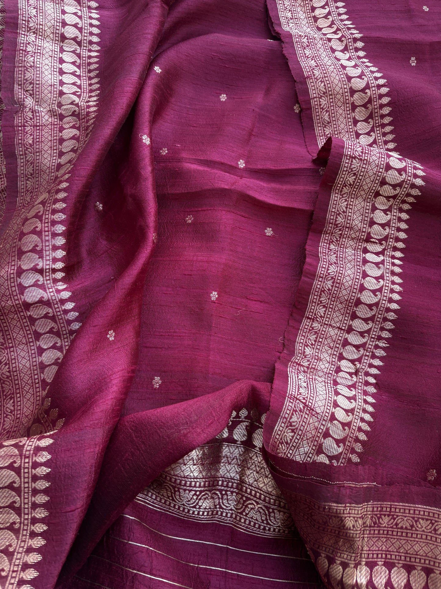 Wine raw silk tussar kadhwa suit set