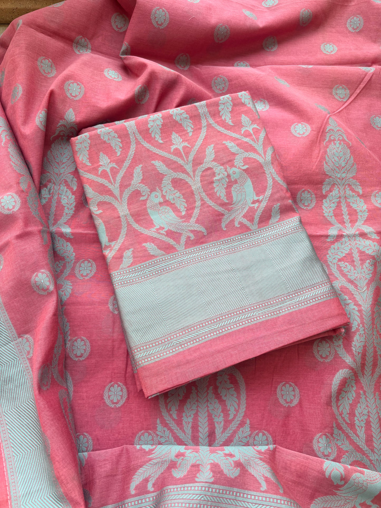 Peach Resham weaving Chanderi suit set