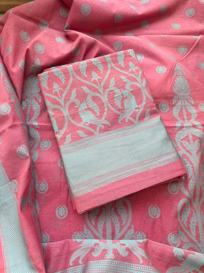Peach Resham weaving Chanderi suit set