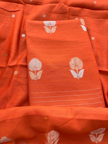 Orange moonga silk suit set