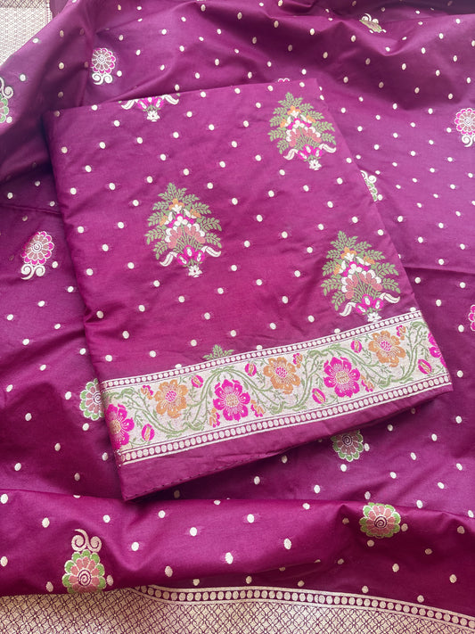 Magenta meenadar premium silk suit set