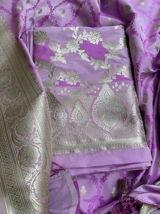 Lavender rangkat mashru silk suit set