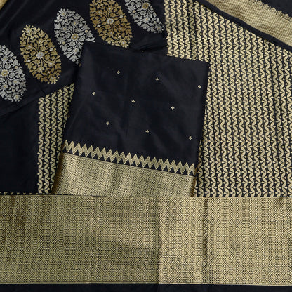 Black Katan by katan silk kadhwa suit set