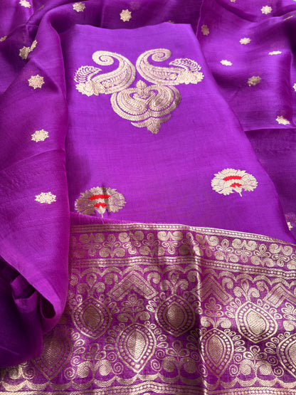 Magenta mango silk kadhwa suit set