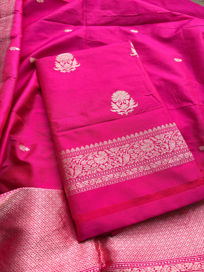 Pink katan by katan kadhwa silk suit set