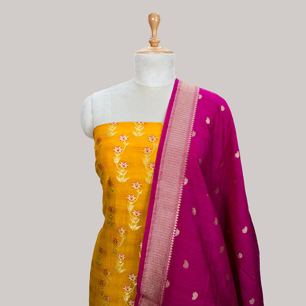 Mustard rani pure cotton 3 piece suit set