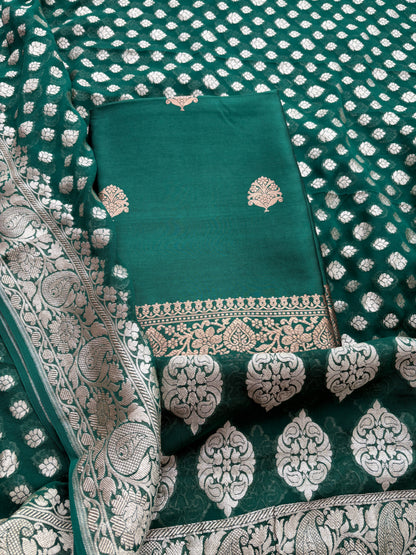 Green mango silk with georgette dupatta