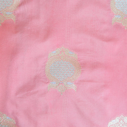 Pech Pink mashru chaap dye Silk Saree
