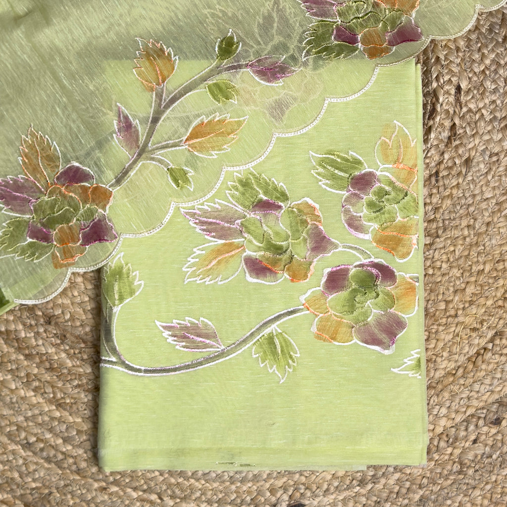 Green linen cotton suit set