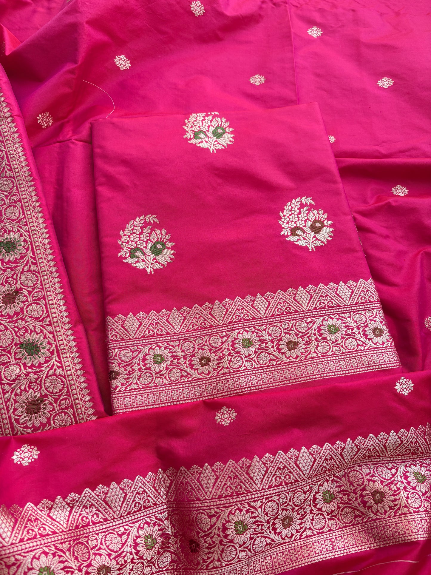 Pink katan by Katan silk kadhwa suit set