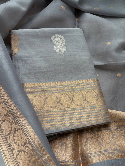 Grey cotton silk kadhwa suit set
