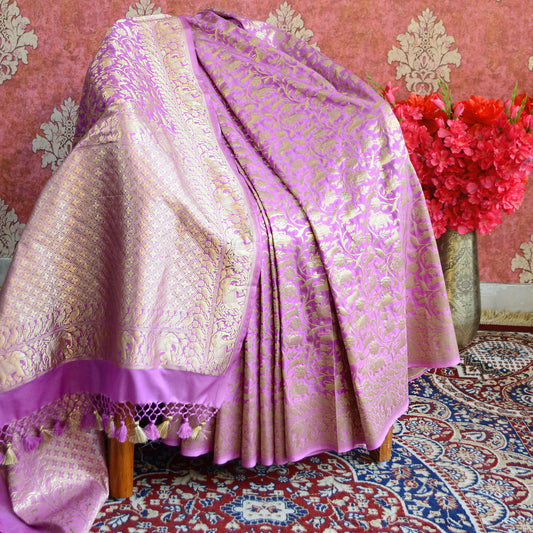 Light Purple shikargah  Silk Saree