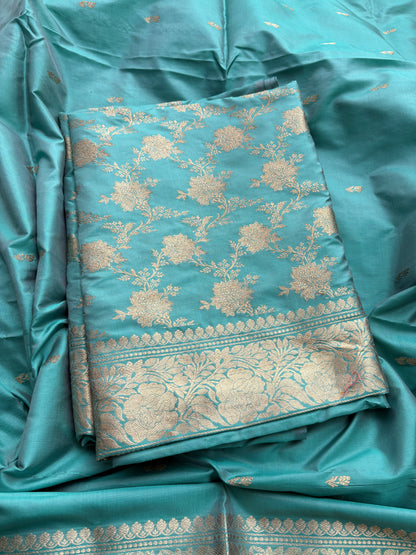 Blue jaal katan by Katan silk suit set