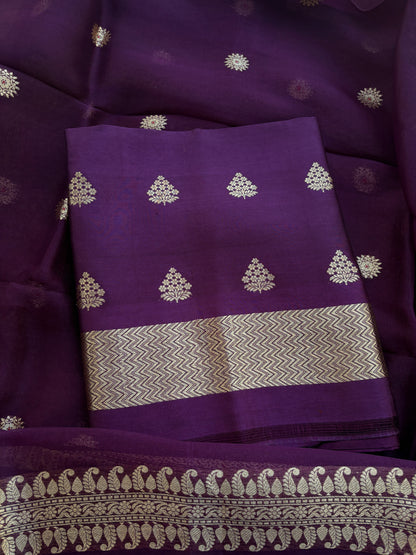 Purple mango silk kadhwa suit set