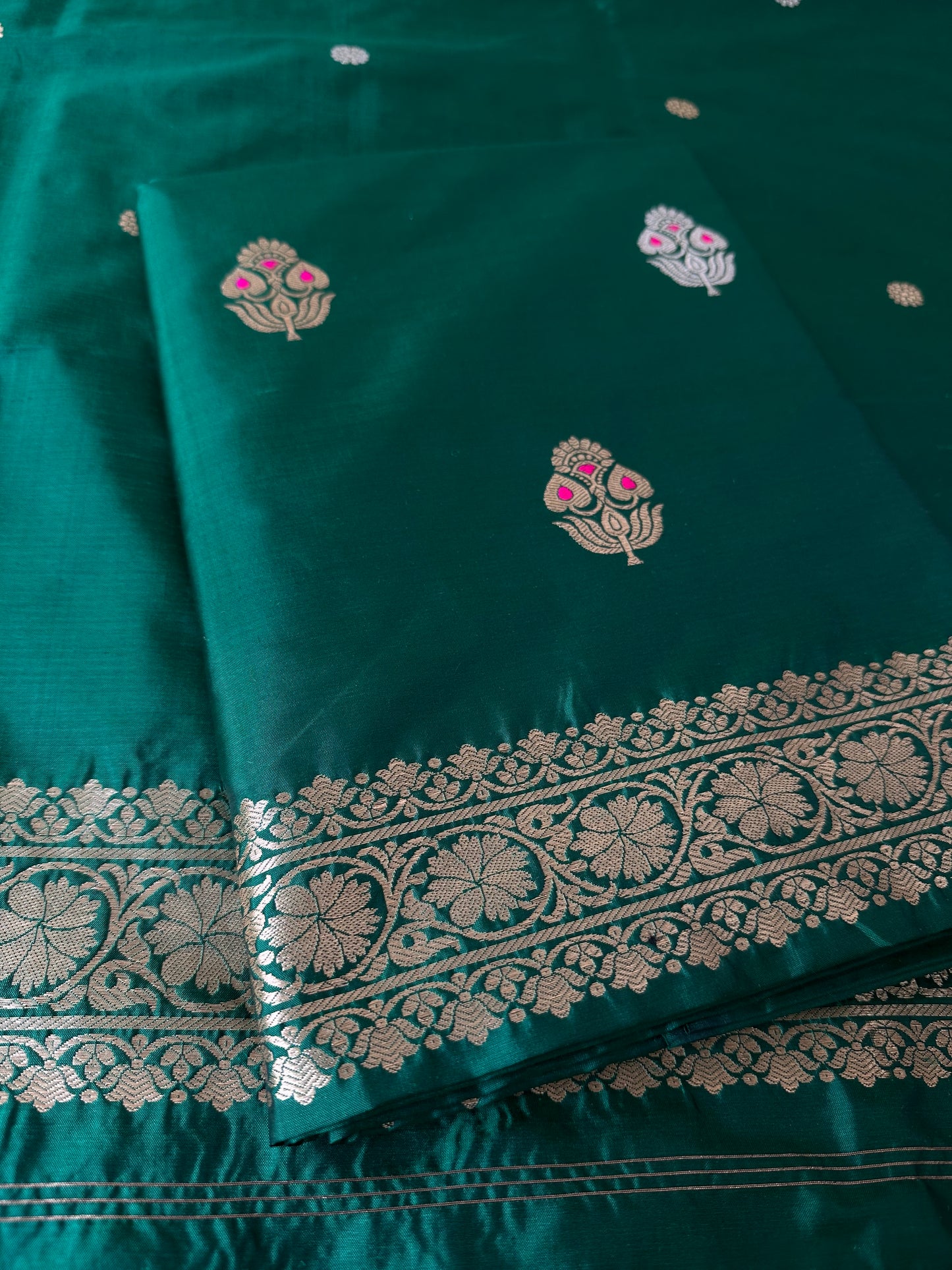 Emerald green katan silk suit set