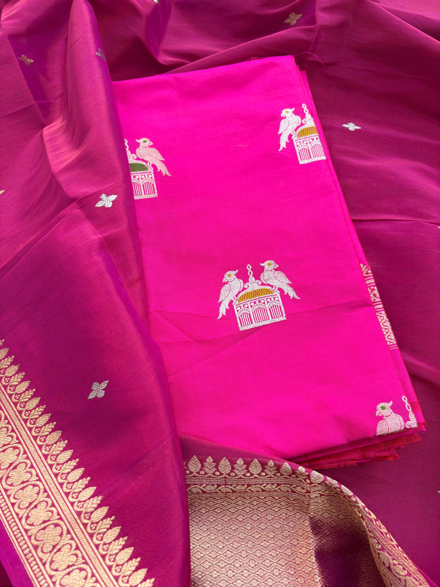 Pink Katan  by Katan silk suit with tissue dupatta