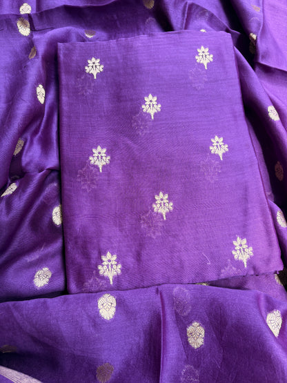 Purple Chanderi silk 3 piece suit set