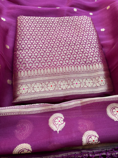 Purple kora brocade exclusive suit set