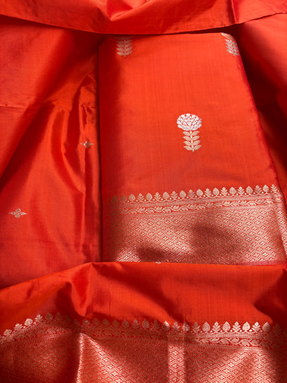 Orange katan by katan silk 3 piece suit set