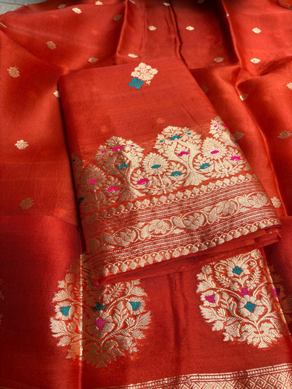 Rust kora  kadhwa meenadar suit set