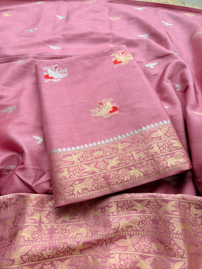 Peach mango silk kadhwa suit set