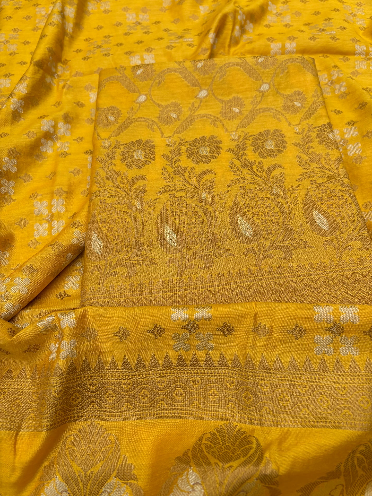 Yellow cotton 3 piece suit set