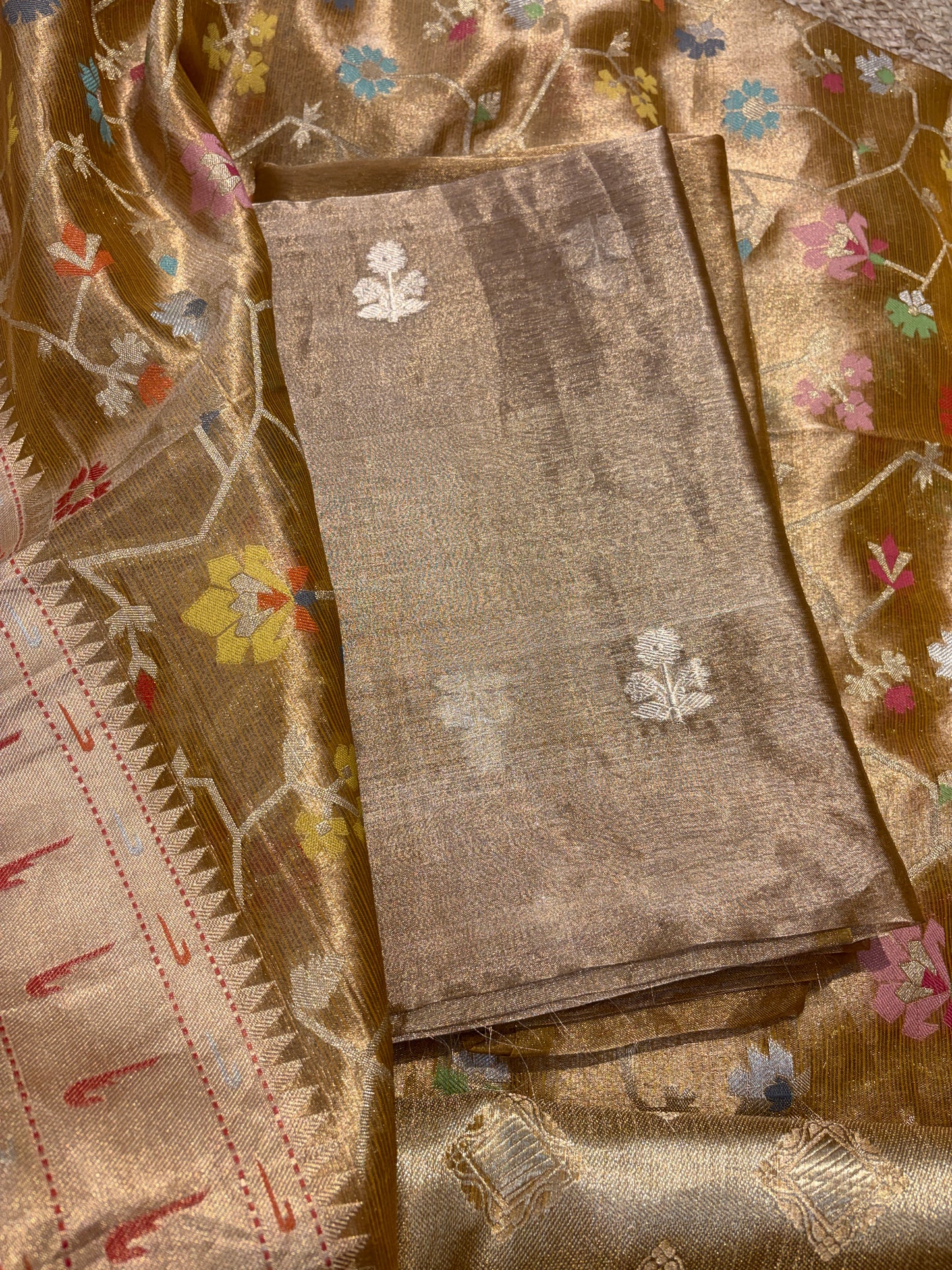 Mustard tissue kadhwa suit set