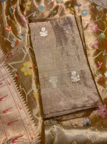 Mustard tissue kadhwa suit set