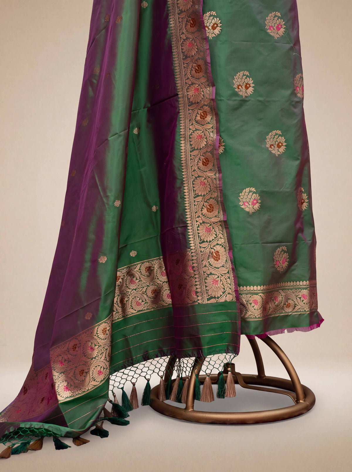 Green katan by katan silk suit set
