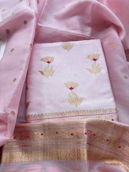 Pink mango silk kora suit set