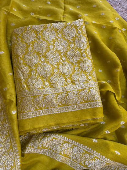 Lime moonga silk suit set