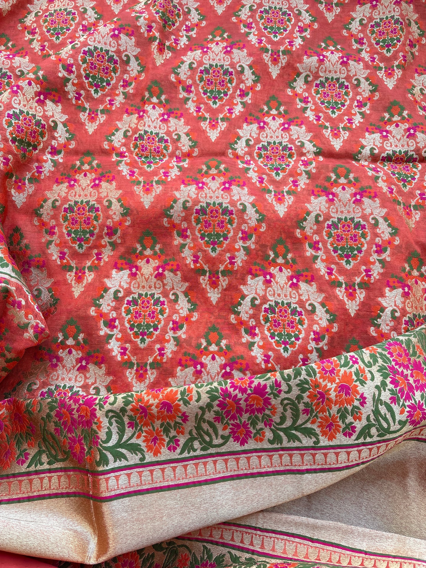 Rust Chanderi  heavy weaving suit set