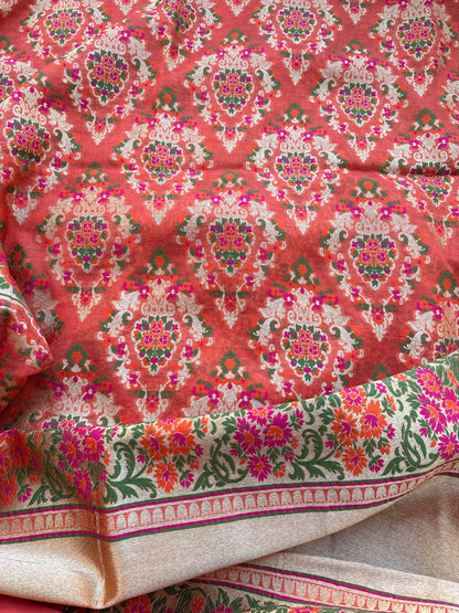 Rust Chanderi  heavy weaving suit set