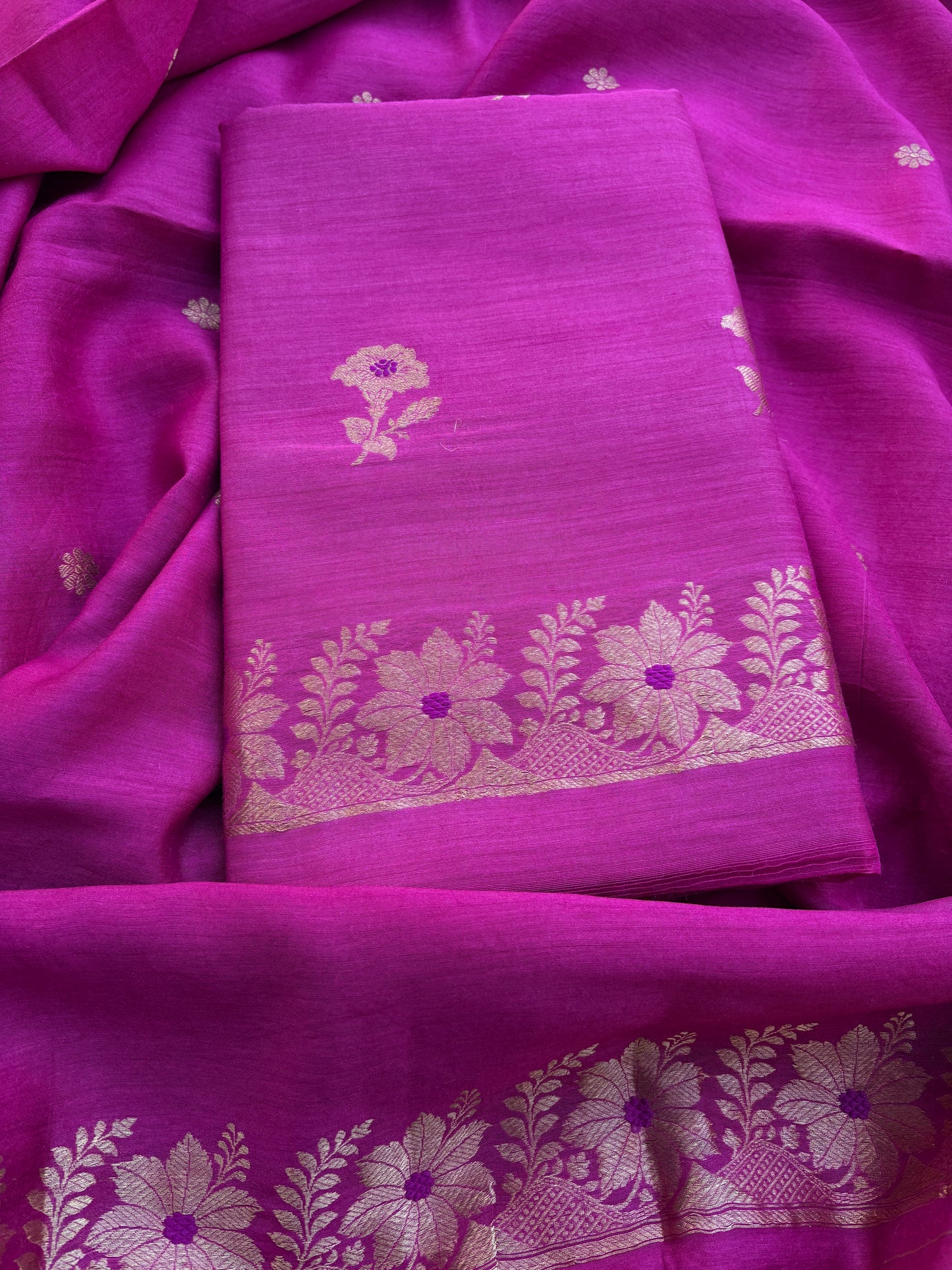 Pink moonga silk kadhwa suit set