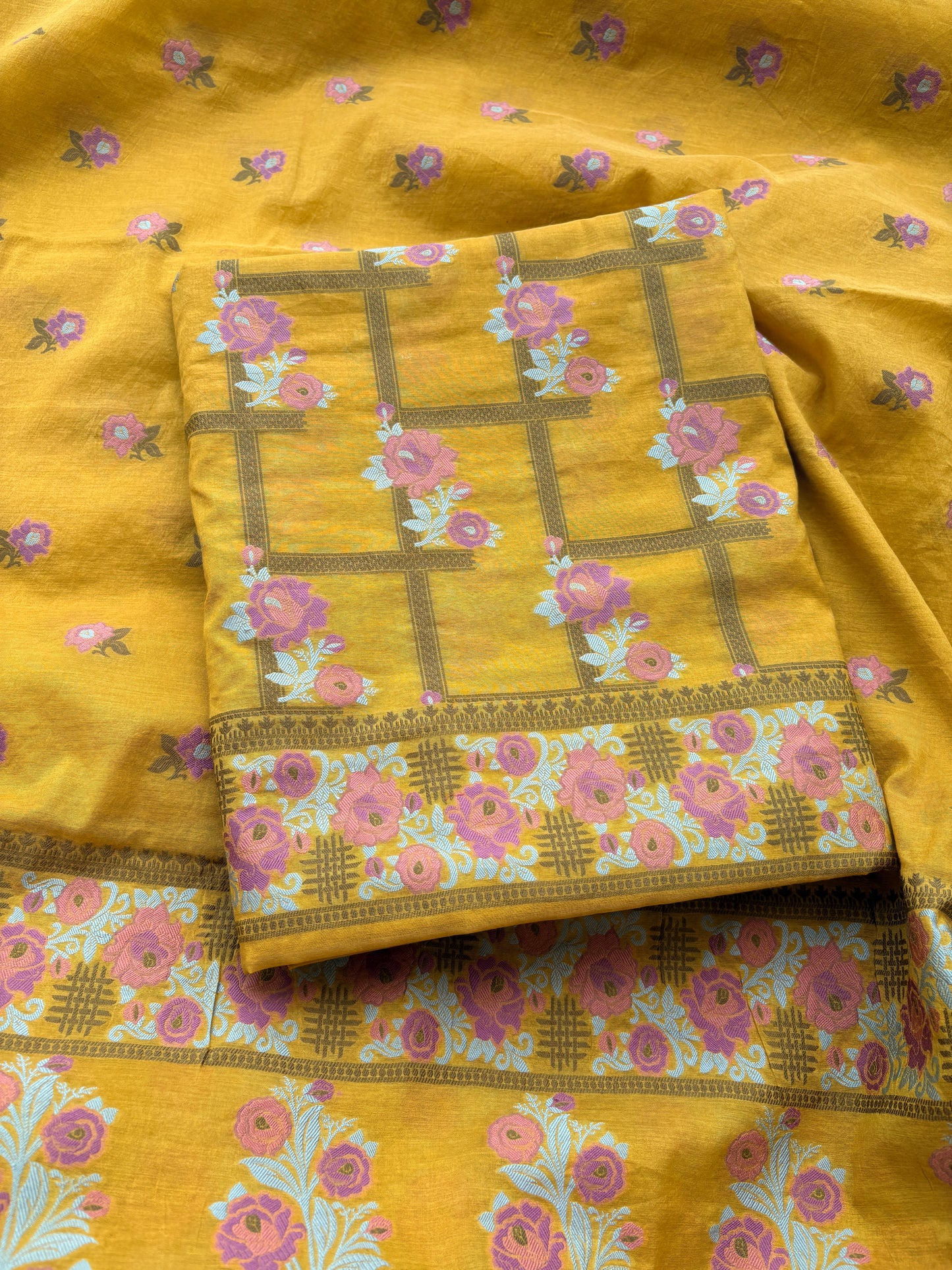 Mustard Resham weave meenadar mulchanderi suit set