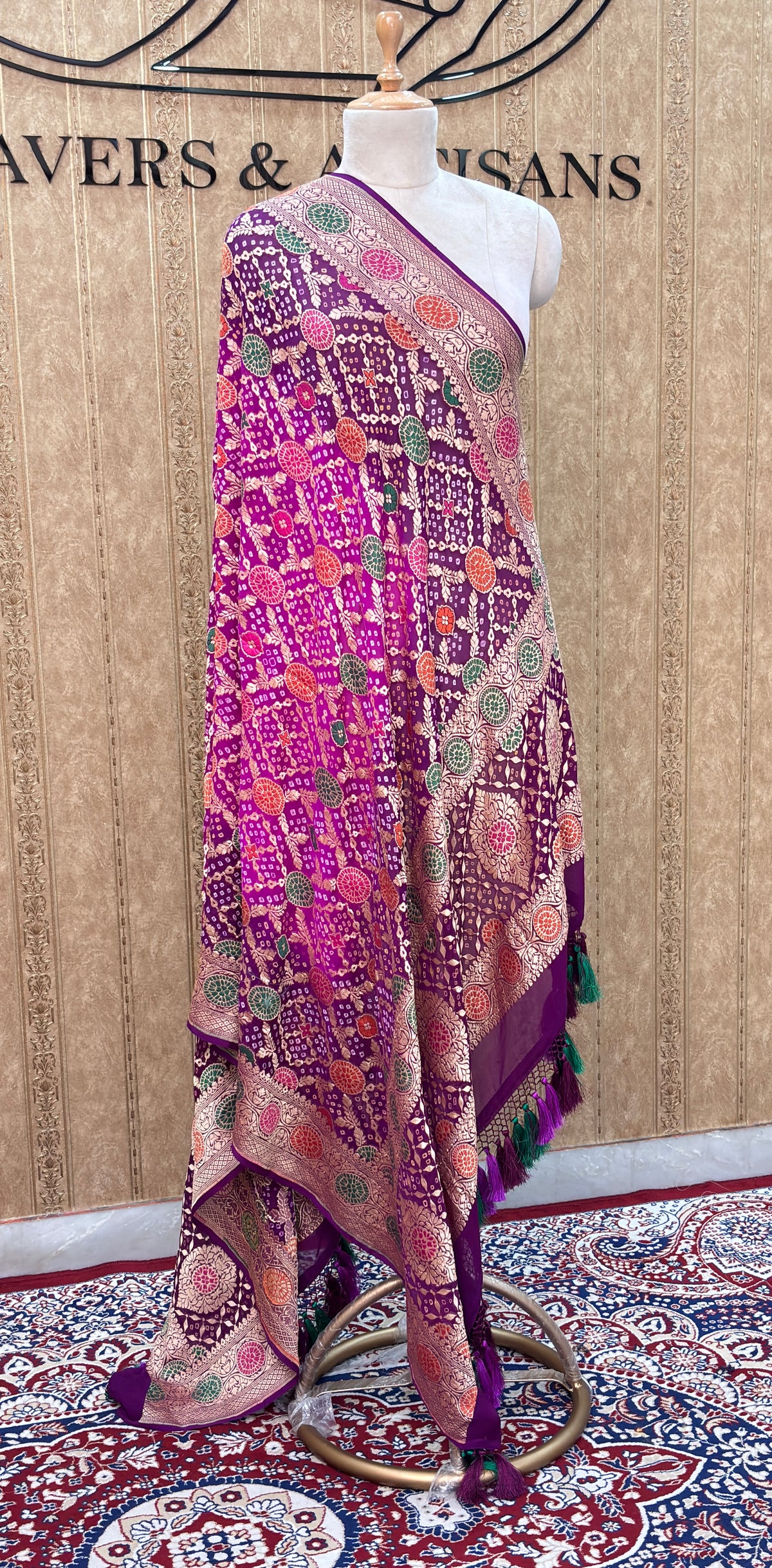 Purple bandhani dupatta