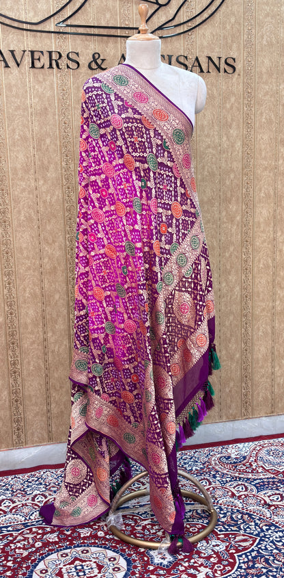 Purple bandhani dupatta