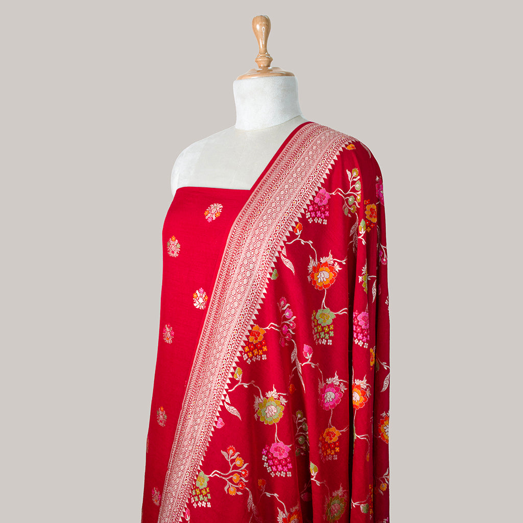 Red Moonga Silk Meenadar  suit set