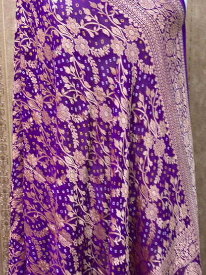 Purple bandhani Khaddi georgette dupatta