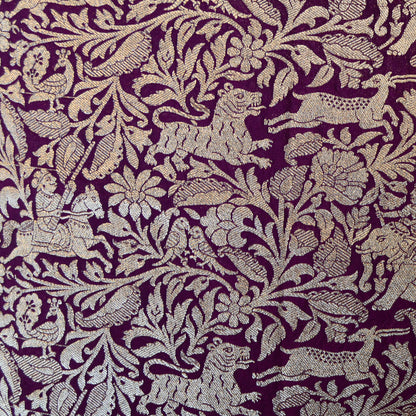 Purple Banarasi Shikargah dupatta